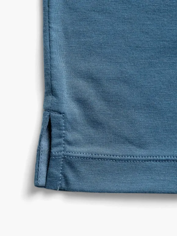 Men'S Ministry of Supply Atlantic Blue Men'S Composite Merino Zip Polo