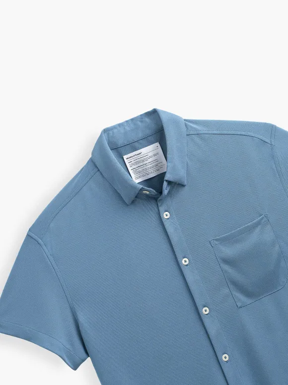 Men'S Ministry of Supply Atlantic Blue Oxford Men'S Apollo Short Sleeve Sport Shirt