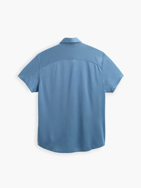 Men'S Ministry of Supply Atlantic Blue Oxford Men'S Apollo Short Sleeve Sport Shirt