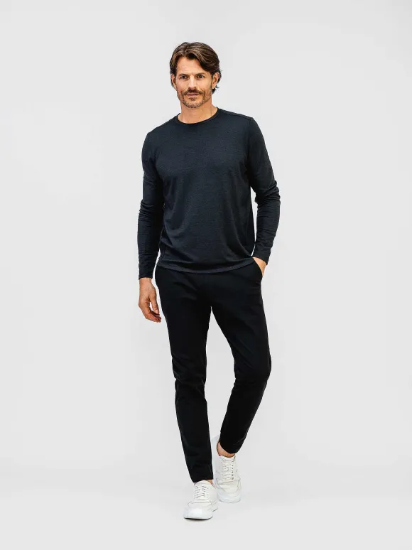 Men'S Ministry of Supply Black Men'S Composite Merino Long Sleeve Tee
