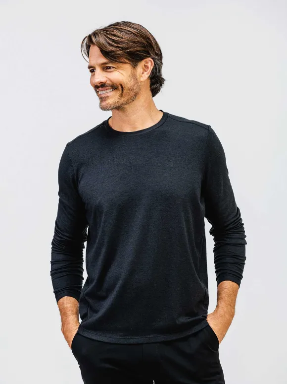 Men'S Ministry of Supply Black Men'S Composite Merino Long Sleeve Tee
