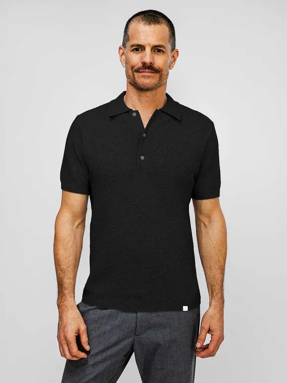 Men'S Ministry of Supply Black Men'S Labs Atlas Short Sleeve Knit Polo
