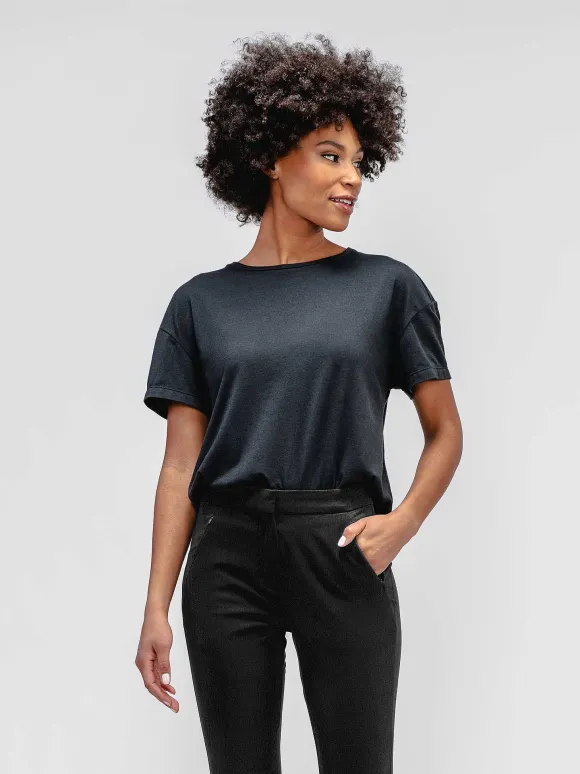 Women'S Ministry of Supply Black Women'S Composite Merino Boxy Tee