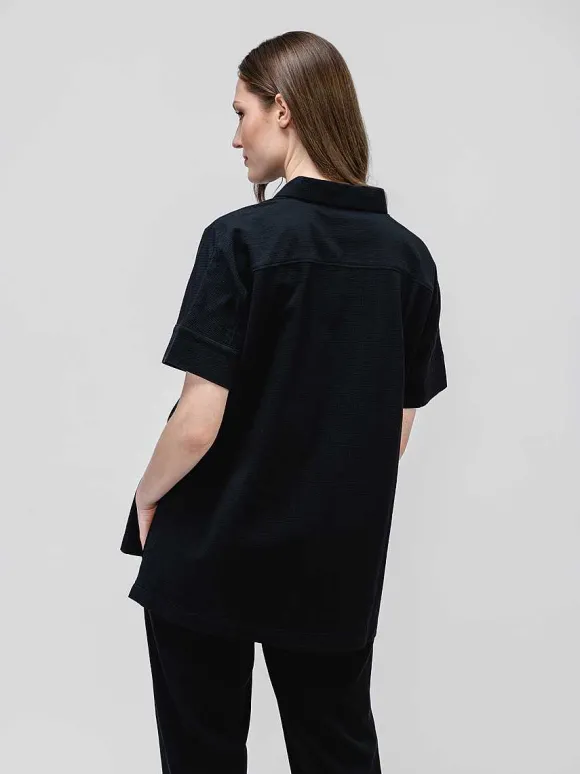Women'S Ministry of Supply Black Women'S Hybrid Seersucker Short Sleeve Shirt