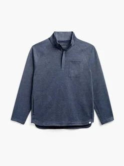 Men'S Ministry of Supply Blue Denim Heather Men'S Fusion Double-Knit 1/4 Zip