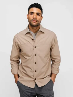 Men'S Ministry of Supply British Tan Men'S Pace Poplin Overshirt