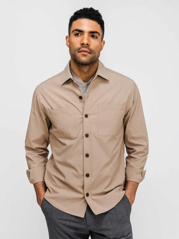 Men'S Ministry of Supply British Tan Men'S Pace Poplin Overshirt