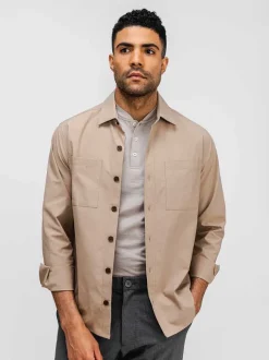 Men'S Ministry of Supply British Tan Men'S Pace Poplin Overshirt