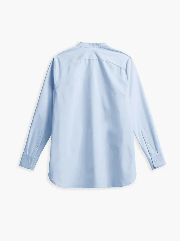Women'S Ministry of Supply Chambray Blue Women'S Aerozero° Band Collar Tunic