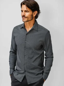 Men'S Ministry of Supply Charcoal Mini Grid Men'S Aerozero° Dress Shirt