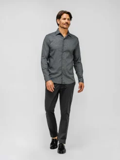 Men'S Ministry of Supply Charcoal Mini Grid Men'S Aerozero° Dress Shirt