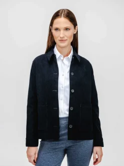 Women'S Ministry of Supply Dark Navy Women'S Kinetic Corduroy Chore Coat