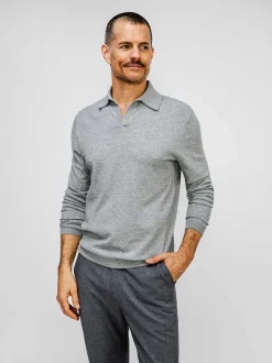 Men'S Ministry of Supply Grey Heather Men'S Atlas Air Polo Sweater