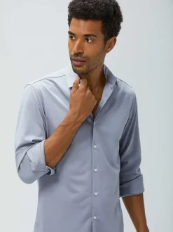 Men'S Ministry of Supply Grey Oxford (Brushed) Men'S Apollo Dress Shirt (Previous Generation)
