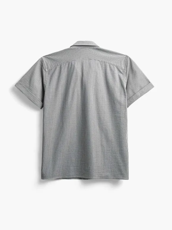 Men'S Ministry of Supply Grey Tonal Stripe Men'S Hybrid Seersucker Short Sleeve Shirt