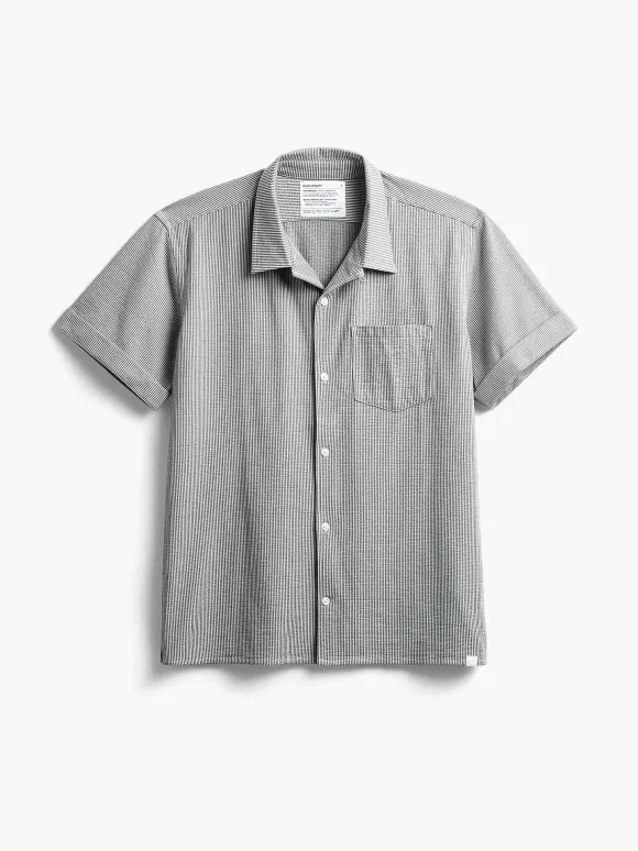 Men'S Ministry of Supply Grey Tonal Stripe Men'S Hybrid Seersucker Short Sleeve Shirt