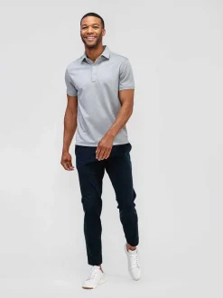 Men'S Ministry of Supply Grey White Heather (Brushed) Men'S Apollo Polo