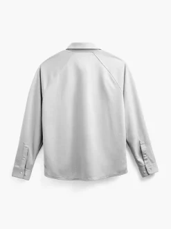 Men'S Ministry of Supply Grey White Heather (Brushed) Men'S Apollo Raglan Long Sleeve Polo