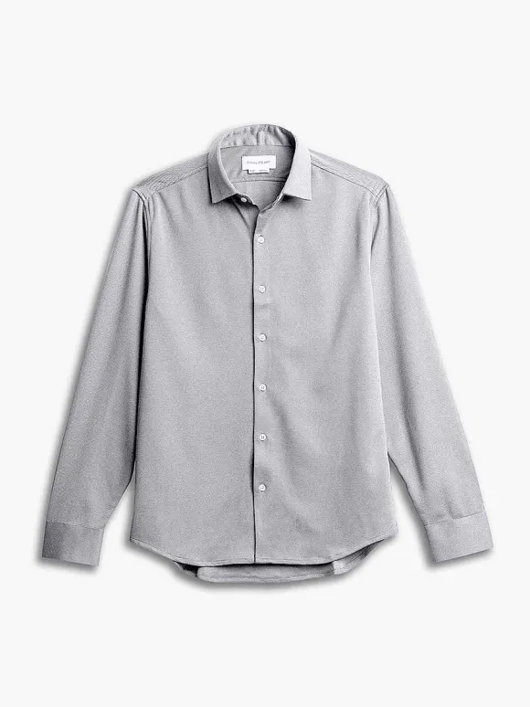 Men'S Ministry of Supply Grey White Heather (Brushed) Men'S Apollo Dress Shirt (Previous Generation)