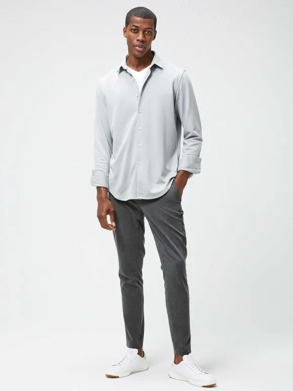 Men'S Ministry of Supply Grey White Heather (Brushed) Men'S Apollo Dress Shirt (Previous Generation)