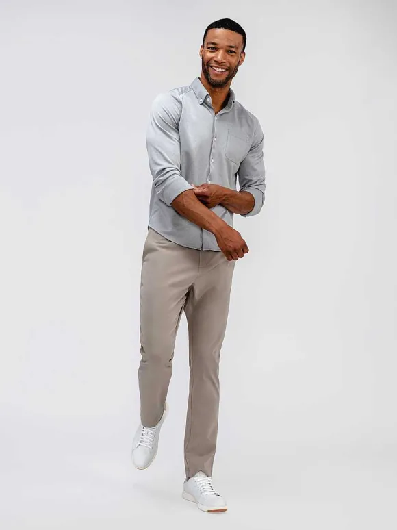 Men'S Ministry of Supply Grey White Heather Men'S Apollo Raglan Sport Shirt