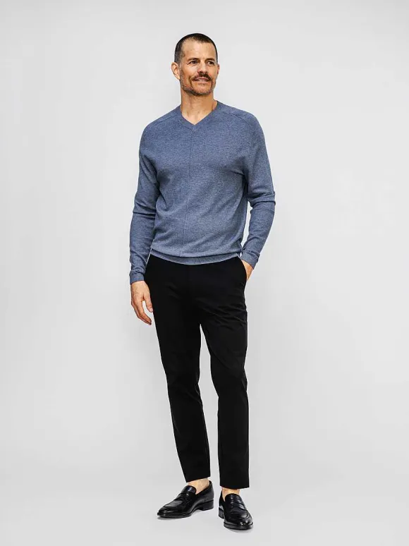 Men'S Ministry of Supply Indigo Heather Men'S Atlas Air V-Neck Sweater
