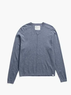 Men'S Ministry of Supply Indigo Heather Men'S Atlas Air V-Neck Sweater