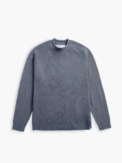 Men'S Ministry of Supply Indigo Heather Men'S Atlas Waffle Roll Neck Sweater
