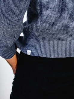 Men'S Ministry of Supply Indigo Heather Men'S Atlas Waffle Roll Neck Sweater