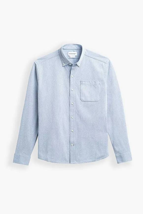 Men'S Ministry of Supply Light Blue Stripe Men'S Hybrid Button-Down