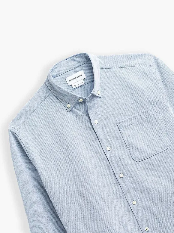 Men'S Ministry of Supply Light Blue Stripe Men'S Hybrid Button-Down