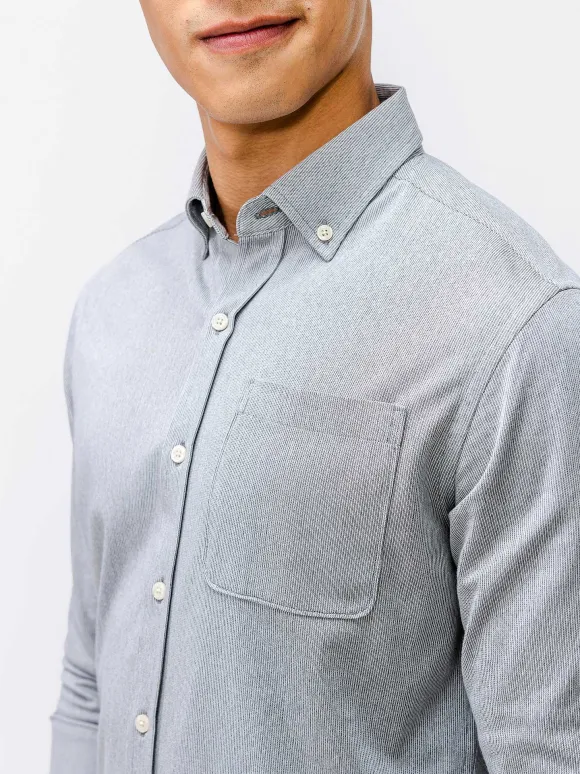 Men'S Ministry of Supply Light Grey Stripe Men'S Hybrid Button-Down