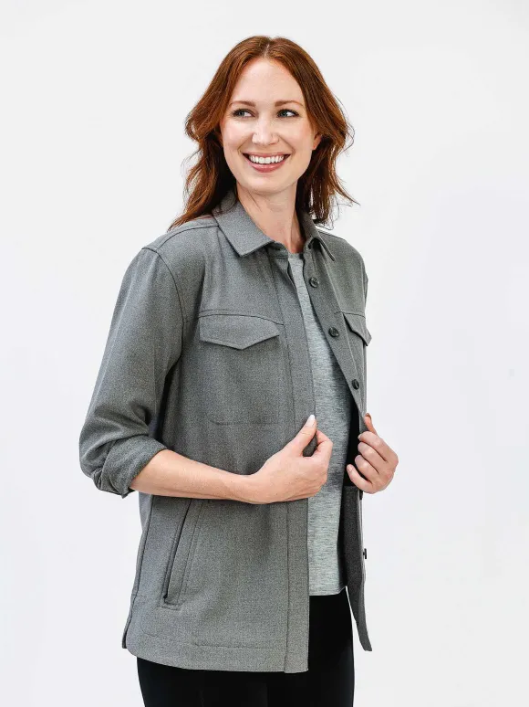 Women'S Ministry of Supply Medium Grey Heather Women'S Fusion Overshirt