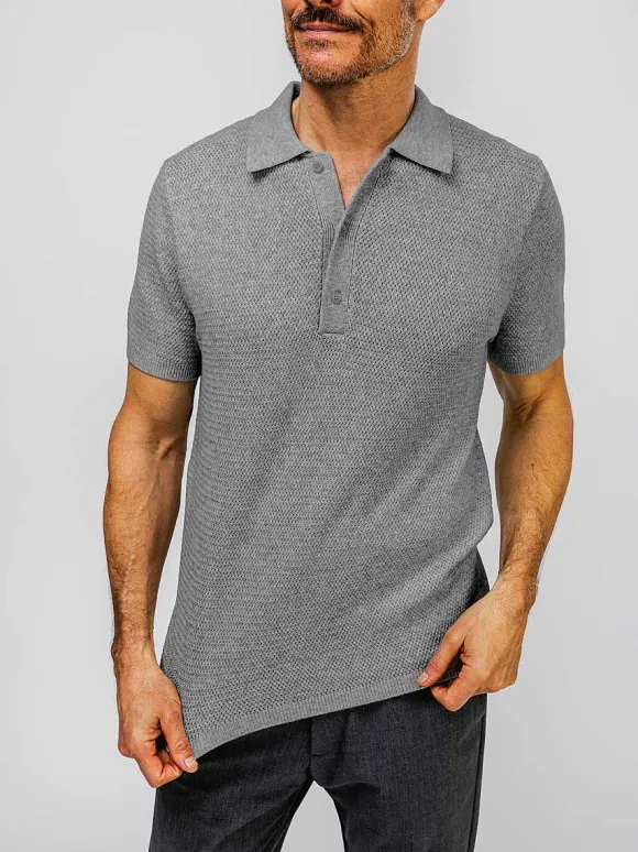 Men'S Ministry of Supply Mercury Grey Heather Men'S Labs Atlas Short Sleeve Knit Polo
