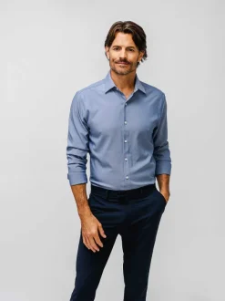 Men'S Ministry of Supply Navy End On End Men'S Aerozero° Dress Shirt