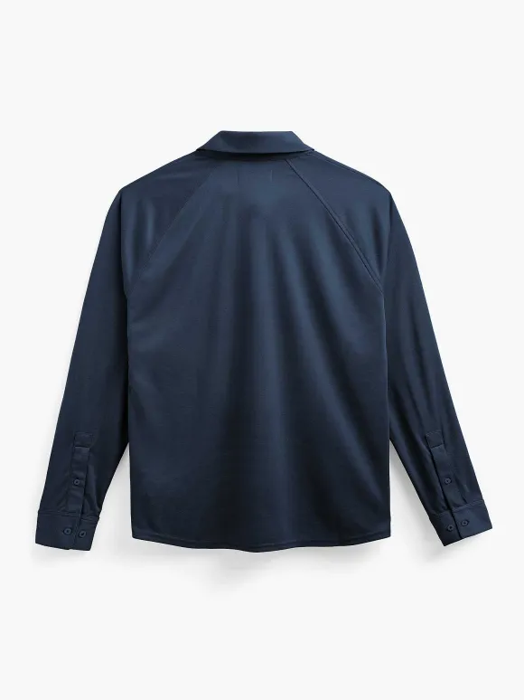 Men'S Ministry of Supply Navy Men'S Apollo Raglan Long Sleeve Polo