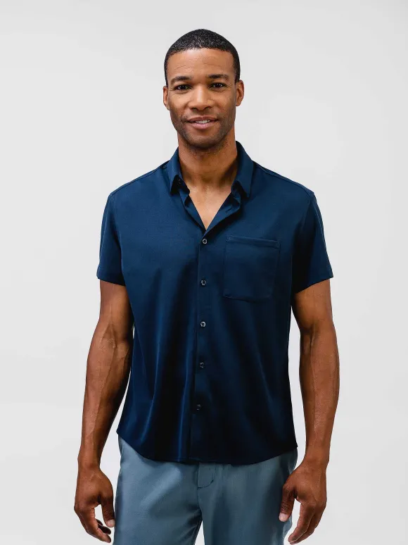 Men'S Ministry of Supply Navy Men'S Apollo Short Sleeve Sport Shirt