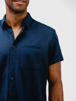 Men'S Ministry of Supply Navy Men'S Apollo Short Sleeve Sport Shirt