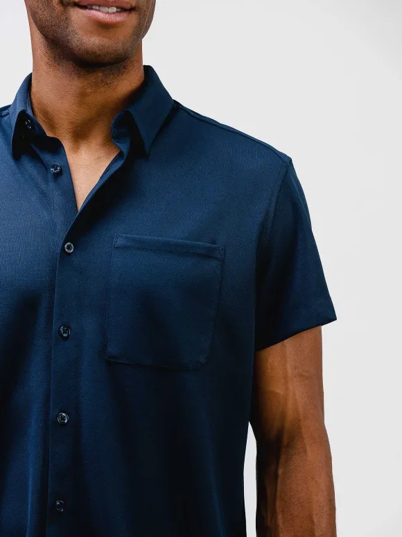 Men'S Ministry of Supply Navy Men'S Apollo Short Sleeve Sport Shirt