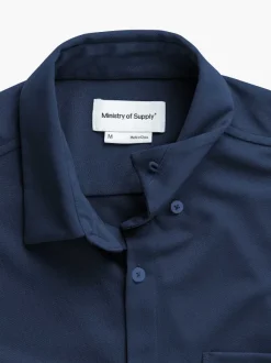 Men'S Ministry of Supply Navy Men'S Apollo Short Sleeve Sport Shirt