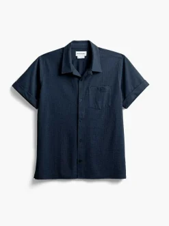 Men'S Ministry of Supply Navy Men'S Hybrid Seersucker Short Sleeve Shirt