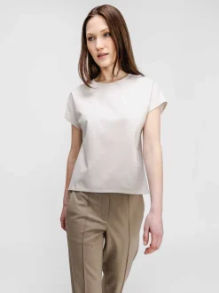Women'S Ministry of Supply Oatmeal/Oatmeal Heather Women'S Fusion Double-Knit Reversible Tee
