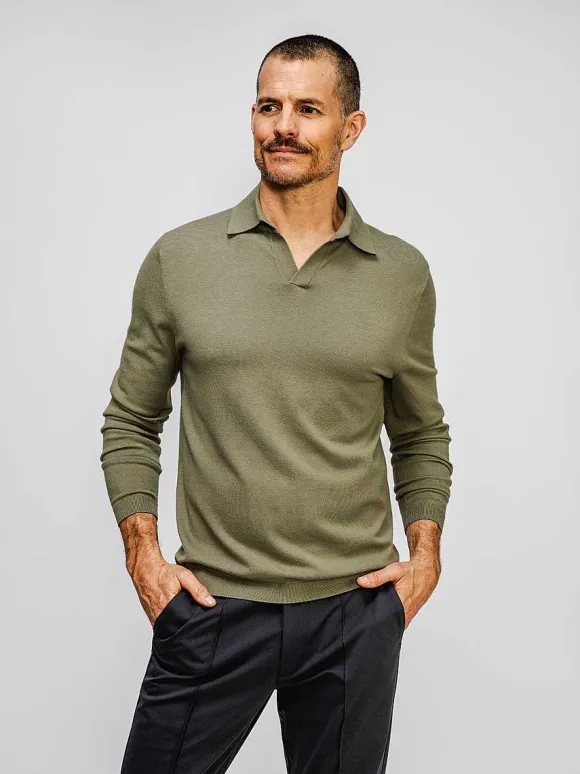 Men'S Ministry of Supply Olive Men'S Atlas Air Polo Sweater