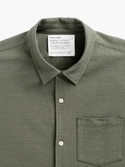 Men'S Ministry of Supply Olive Men'S Hybrid Seersucker Short Sleeve Shirt