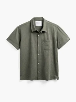 Men'S Ministry of Supply Olive Men'S Hybrid Seersucker Short Sleeve Shirt