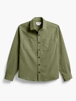 Men'S Ministry of Supply Olive Men'S Pace Poplin Overshirt