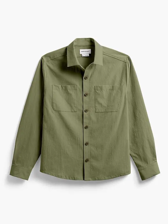 Men'S Ministry of Supply Olive Men'S Pace Poplin Overshirt