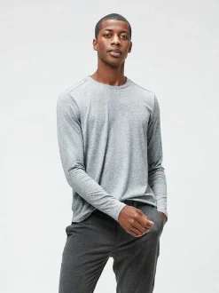 Men'S Ministry of Supply Pale Grey Heather Men'S Composite Merino Long Sleeve Tee