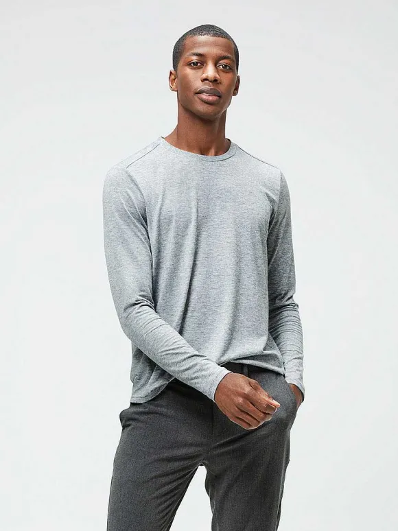 Men'S Ministry of Supply Pale Grey Heather Men'S Composite Merino Long Sleeve Tee