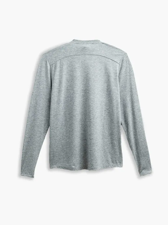 Men'S Ministry of Supply Pale Grey Heather Men'S Composite Merino Long Sleeve Tee